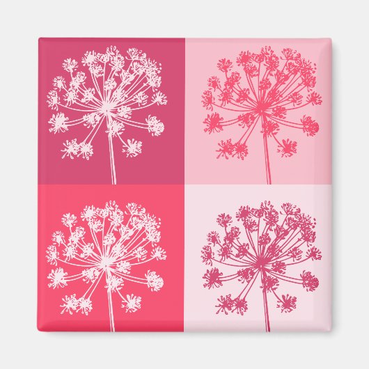 Floral Pink Popart Magnet (Vorne)