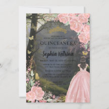 Floral Pink Princess Forest Birthday Quinceanera