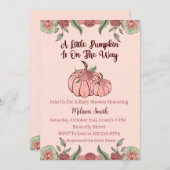 Floral Pink Pumpkin Baby Dusche Einladung (Vorne/Hinten)