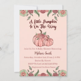 Floral Pink Pumpkin Baby Dusche Einladung