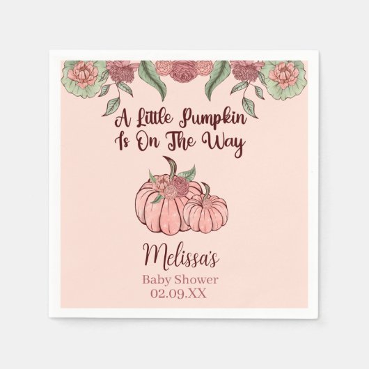 Floral Pink Pumpkin Baby Dusche Serviette (Vorderseite)