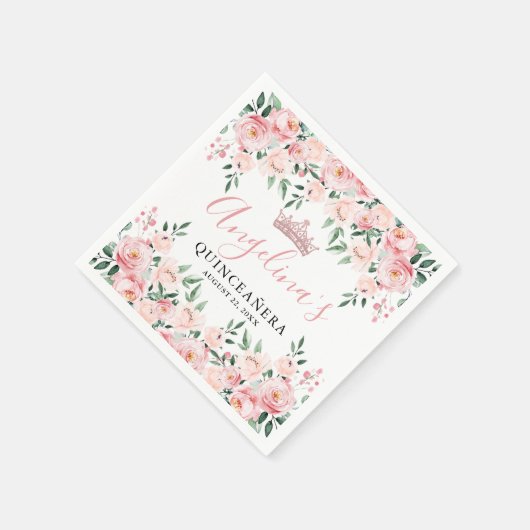 Floral Pink Quinceañera Serviette (Ecke)