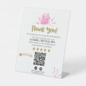 *~* FLORAL PINK Review Logo DANKEN QR AP8 Sockelschild (Vorderseite)