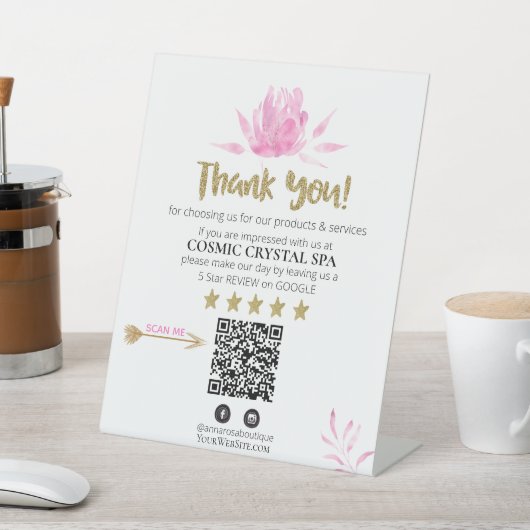 *~* FLORAL PINK Review Logo DANKEN QR AP8 Sockelschild (In SItu)