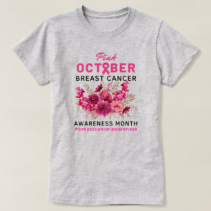 Floral Pink Ribbon Brustkrebs Bewusstsein Frauen T-Shirt