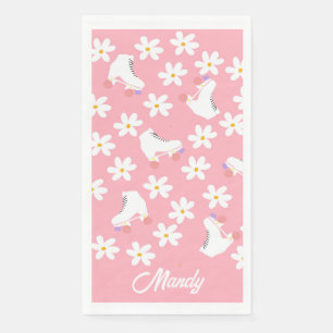 Floral Pink Roller Skate Roller Skaten Geburtstag Serviette