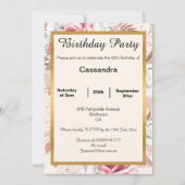 FLORAL PINK ROSE GOLD BIRTHDAY PARTEI EINLADUNG (Vorderseite)