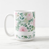 Floral Pink Rose with Custom Name Kaffeetasse (Links)