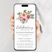 Floral Pink Roses Beerdigung Digital Evite Einladung
