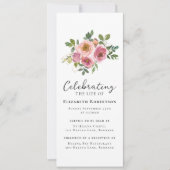 Floral Pink Roses Beerdigung Digital Evite Einladung (Vorderseite)