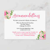 Floral Pink Roses Wedding Accommodations  Begleitkarte (Vorderseite)