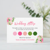 Floral Pink Roses Wedding Attire Dress Code Begleitkarte (Stehend Vorderseite)
