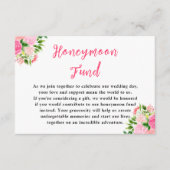 Floral Pink Roses Wedding Honeymoon Fund Begleitkarte (Vorderseite)