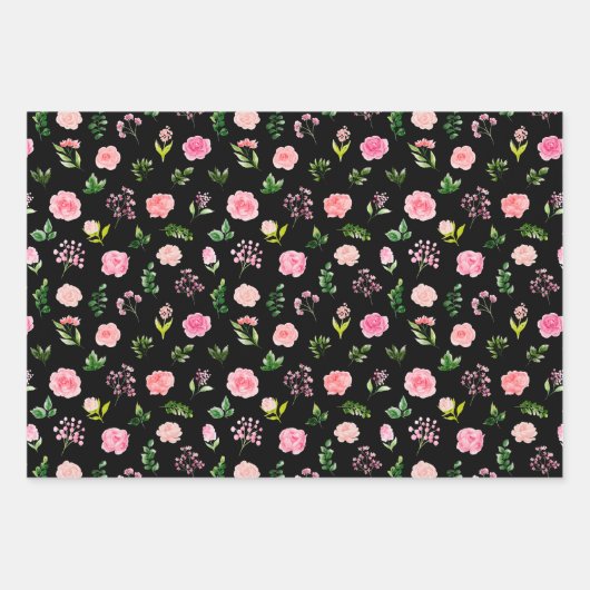 Floral Pink Roses with Foliage Geschenkpapier Set (Vorderseite 3)