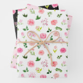 Floral Pink Roses with Foliage Geschenkpapier Set (Beispiel)