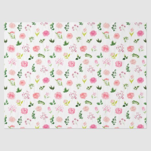 Floral Pink Roses with Foliage Seidenpapier (Vorderseite)