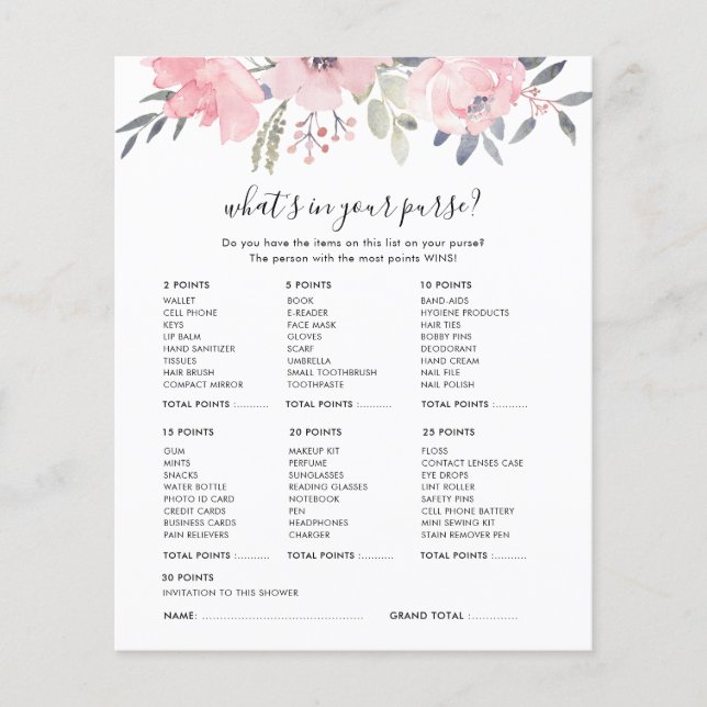 Floral Pink Script Bridal Showcard (Vorderseite)