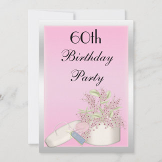 Floral Pink & Silver 60. Geburtstag Einladung