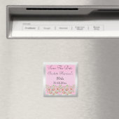 Floral Pink & Silver 80. Magnet (In Situ (Geschirrspüler))