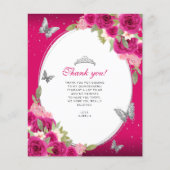 Floral Pink Silver Butterfly Quinceañera Foto (Vorderseite)