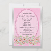 Floral Pink & Silver Mütter Tag Brunch Einladung (Rückseite)