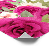 Floral Pink Silver Tiara Butterfly Quinceañera Poster (Ecke)