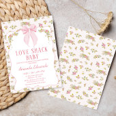 Floral Pink Tiny Bow Liebe Shack Baby Dusche Einladung
