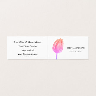 Floral Pink Tulips Art Wedding White Event Planner Visitenkarten