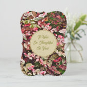 FLORAL/PINK UND GRÜNE FARBEN DANKEN EINLADUNG (Stehend Vorderseite)