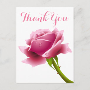 Floral Pink Vielen Dank Rose Blume Postkarte