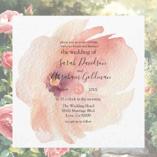 Floral Pink Wasserfarbe Japanisch Hochzeit Einladu Einladung