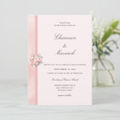 Floral Pink Wedding Einladung (Stehend Vorderseite)