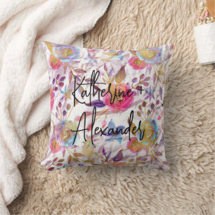 Floral Pink weiß elegante Dekoration monogram Kissen