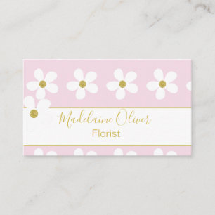 Floral Pink White Daisy Florist Beruflich Visitenkarte