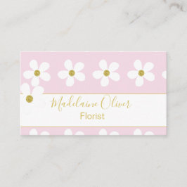 Floral Pink White Daisy Florist Beruflich Visitenkarte