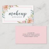 Floral Pink White Elegante Makeup Artist Visitenkarte (Vorne/Hinten)