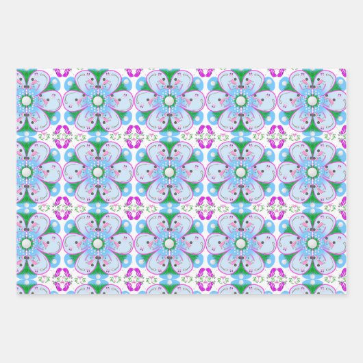 Floral Pink Women's Golf Pattern Geschenkpapier Set (Vorderseite 3)