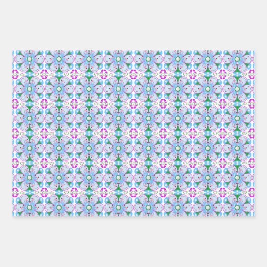 Floral Pink Women's Golf Pattern Geschenkpapier Set (Vorderseite)