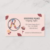 Floral Pinky Peach Business Card mit Logo Visitenkarte (Vorderseite)
