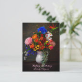 Floral Pitcher Still Life Personalisiert Geburtsta Postkarte (Stehend Vorderseite)
