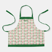 Floral Plaid Kids' Apron with Custom Name Schürze (Vorderseite)