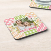 Floral & Plaid Photo Frame Mother's Day Getränkeuntersetzer (Linke Seite)
