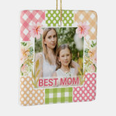 Floral & Plaid Photo Frame Mother's Day Keramikornament (Rechts)