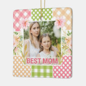 Floral & Plaid Photo Frame Mother's Day Keramikornament (Links)