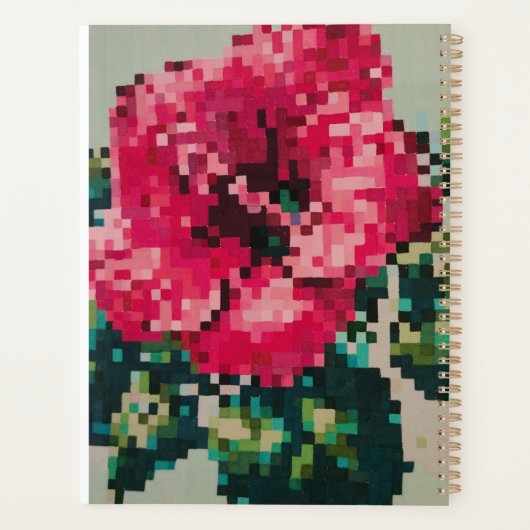 Floral planner with pink pixel hibiscus planer (Rückseite)
