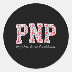 Floral Pnp Kinderkrankenschwester Praktikantin Päd Runder Aufkleber
