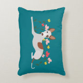 Floral Podenco Dog Aquamarin Blue Dekokissen (Vorderseite(Vertikal))