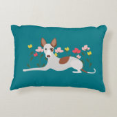 Floral Podenco Dog Aquamarin Blue Dekokissen (Rückseite)