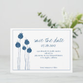 Floral Pods Navy Save the Date (Stehend Vorderseite)