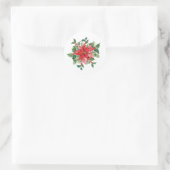 Floral Poinsettia Christmas – Festive Holiday Runder Aufkleber (Tasche)